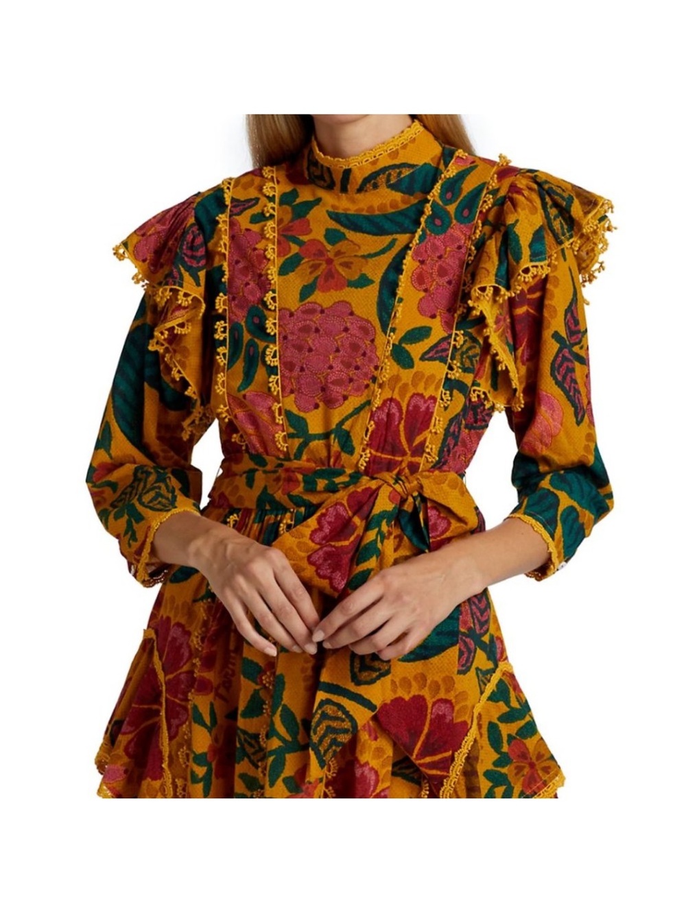 NWT FARM Rio Flowerdoscopic Yellow Mini Dress size small - Picture 8 of 12